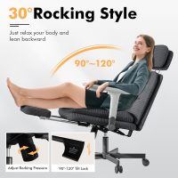Criss Cross Chair with Wheels & Flip-up Arms, Executive Office Chair with Foot Rest, Swivel Cross Legged Office Chair, Corduroy Fabric Comfy Computer Desk Chair, Vanity Chair for Home, Black - Image 5