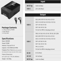 NEEWER PS099E Mini V Mount Battery, 6800mAh 99Wh 14.5V Mini V Lock Battery with D Tap Cable/BP/65W PD Type C/USB A/Dual DC/OLED Display for Video Camera Camcorder, Compatible with SmallRig BMPCC 4K 6K - Image 9