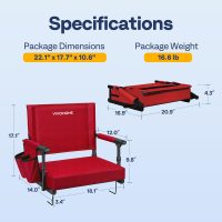VIVOHOME Stadium Seats with Back Support and Cushion, 2 Pack Portable Bleacher Chairs with Cup Holder and Shoulder Strap - Image 2
