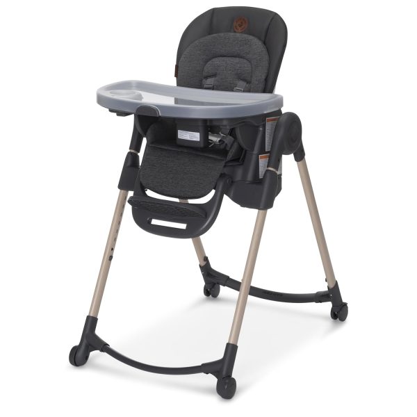 Maxi-Cosi Minla 6-in-1 High Chair for Babies & Toddlers, Portable Foldable Highchair, EcoCare Fabric, 9 Heights, 5 Reclines, 4 Tray Positions, Classic Graphite