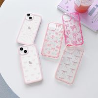 for iPhone 14 Case/iPhone 13 Case for Women Girls, Clear Cute Ribbon Bowknot Pattern Aesthetic Bow Design Transparent Slim Soft TPU Shockproof Protective Phone Case for iPhone 14/13, Rose Bow - Image 6