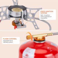 WADEO 3900W Windproof Camping Stove, Camping Gas Stove with Piezo Ignition, Backpacking Stove Portable Camping Stove with Two Fuel Canister Adapter for Outdoor Backpacking Hiking and Picnic - Image 3