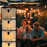 100ft Solar Outdoor String Lights with Remote - USB Rechargeable Solar Powered Outdoor Patio Lights, Larger 3.5W Solar Panel , Timer, Dimmable Shatterproof ST38 Bulbs for Backyard, Porch, Garden, Pool - Image 2