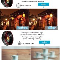 Phone Camera Lens Kit 10 in 1 for iPhone Samsung Pixel Android, 22X Telephoto Lens, 0.62X Super Wide Angle Lens&25X Macro Lens, 235° Fisheye,Kaleidoscopes, Starlight，Tripod，for Most Smartphone Black - Image 4