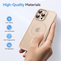 Magnetic for iPhone 16 Pro Case, Compatible with MagSafe, Military Grade Shockproof Anti-Scratch Slim Translucent Matte Phone Case for iPhone 16 Pro - Desert Gold - Image 6
