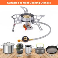 WADEO 3900W Windproof Camping Stove, Camping Gas Stove with Piezo Ignition, Backpacking Stove Portable Camping Stove with Two Fuel Canister Adapter for Outdoor Backpacking Hiking and Picnic - Image 8