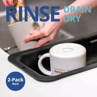 BLUE GINKGO Sink Colander Baskets - (Pack of 2) Wash Vegetables and Fruits, Drain Cooked Pasta and Dry Dishes - Extendable - New Home Kitchen Essentials (2 Black) - Image 2