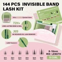 KEYYOU Fairy Lash Clusters Kit, Manga Eyelash Extension Kit at Home, D Curl, Wispy Natural Invisible Band Lash with Waterproof DIY, Fairy-D-8-18MIX, 144 pcs - Image 2