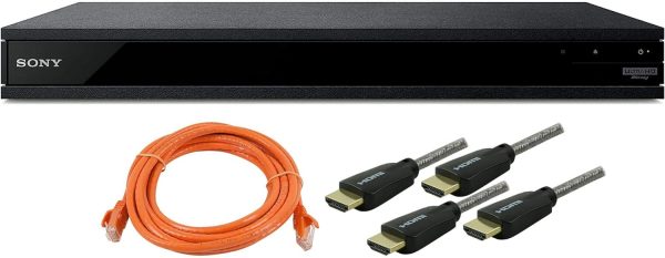 Sony UBP-X800M2 4K Ultra HD Blu-ray Player with HDR Bundle with 6-Feet High Speed Premium HDMI Cables and Ethernet Cable (3 Items)