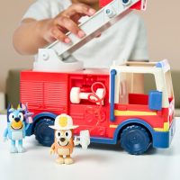 Bluey Firetruck Toy with Firefighter Bingo, Bob Bilby Figures | Extendable Ladder & Hose | Includes Stickers - Perfect for Kids Ages 3+ - Image 5
