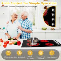 30 Inch Electric Cooktop, 4 Burner Built-in Electric Stove Top with 9 Power Levels, Knob Control, Auto shutdown and Residual Heat Warning, 7200W, 220-240V for Hard Wire - Image 3