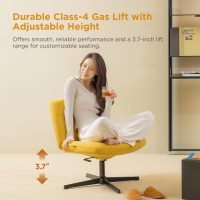 Nouhaus Criss Cross Chair,Armless Cross Legged Office Chair No Wheels, Hight Adjustable Wide Seat Swivel Vanity Home Computer Task Desk Chair (Yellow) - Image 7