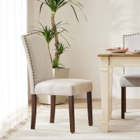 DUMOS Dining Chairs Set of 4, Moden Leather Kitchen Table Chairs with Wooden Legs and Padded Seat for Dining Room/Kitchen/Living Room/Restaurant, Beige - Image 7