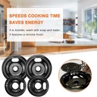 Stove Burner Drip Pans W10288051 Burner Covers-2 Packs 6” W10290353 Black Porcelain Burner Pans and 8" W10290350 Stove Top Covers for Electric Stove by Sikawai - Image 5