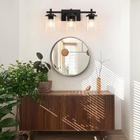 3-Lights Bathroom Vanity Light Fixtures, Modern Black Vanity Lights Over Mirror with Clear Glass Shade for Bathroom, Wall Mounted Lamp for Bedroom Hallway Living Room - Image 6