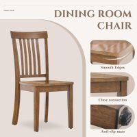 COLAMY Wooden Dining Chairs Set of 4, Spindle High Back Windsor Kitchen Side Chair, Farmhouse Dining Chairs for Kitchen and Dining Room, Light Brown - Image 3