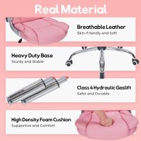 400lbs Executive Office Chair with Flip-Up Armrests, Big and Tall Computer Chair for Heavy People, Heavy Duty Ergonomic Comfy Chair, Breathable PU Leather (Pink) - Image 6