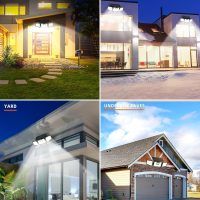 INCX Solar Lights Outdoor Waterproof, 3000 LM 156 LED Motion Sensor Outdoor Lights, 3 Heads Solar Powered Security Flood Light Motion Detected Spotlight for Patio Garage Yard Entryways, 2 Pack Black - Image 7