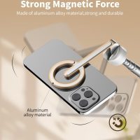 TONEOF 68" Magnetic Selfie Stick Tripod with Aluminum Strong Magnetic Holder for Magsafe, 360° Rotatable Travel Phone Tripod Stand with Metal Ring & Rechargeable Remote for iPhone/Android(Beige Gray) - Image 3