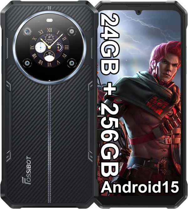 FOSSIBOT F109S Rugged Gaming Phone Unlocked 6.74”HD+1.32" Dual Screen 10600mAh Battery 24GB+256GB/2TB Android 15 Smartphone 50MP Rear Camera Waterproof Phone,/NFC/Fingerprint Cell Phones
