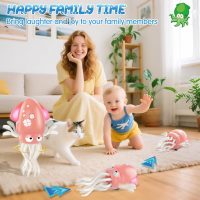 Baby Dancing Octopus Toy for 1 2 3 4 5 Year Old Boy Girl, Baby Tummy Time Electric Crawling Octopus Toys 12-18 Months, Dancing Squid Toy for Walking Toddlers, Kids 1st Birthday Gifts, Pink - Image 5
