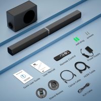 MZEIBO Sound bar with Subwoofer, 120W Bluetooth 5.0 TV Soundbar Home Theater System with Wired Subwoofer, Deep Bass Audio System with BT/ARC/Optical/AUX Connection for TV PC - Image 9