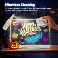 16-Inch Rechargeable Doodle Glow LED Note Board, 7-Color Light Modes, Neon Art Dry Erase Light Up Drawing Pad with Built-in Stand, Sketching Gift Toy for Kids/Girls/Teens, 5 Markers & Tracing Book - Image 5