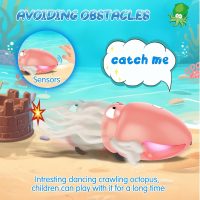Baby Dancing Octopus Toy for 1 2 3 4 5 Year Old Boy Girl, Baby Tummy Time Electric Crawling Octopus Toys 12-18 Months, Dancing Squid Toy for Walking Toddlers, Kids 1st Birthday Gifts, Pink - Image 3
