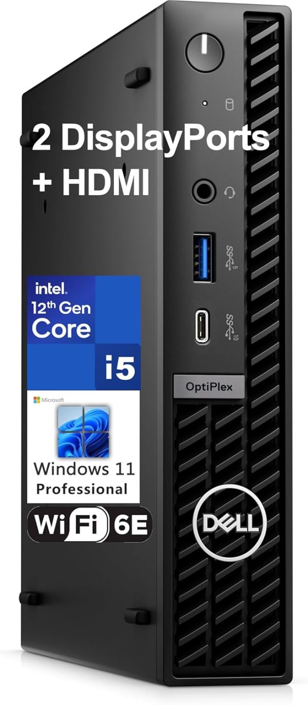 Dell OptiPlex 7020 MFF Mini PC 7000 Micro Form Factor Business Desktop Computer, Intel Hexa-Core i5-12500T (Beat i7-11700T), 32GB DDR5 RAM, 1TB PCIe SSD, WiFi6E, 2 DisplayPort + HDMI, Windows 11 Pro