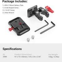 SmallRig Mini V Mount Battery Plate, V-Lock Mount Battery Plate with Crab-Shaped Clamp for Camera Power Supply - 2989 - Image 7