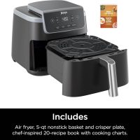 Ninja | Air Fryer | 4-in-1 Pro Air Fry, Roast, Reheat, Dehydrate | 5QT Capacity fits up to 4lbs of French Fries | 400F Max Temp | Nonstick Basket & Crisper Plate | 120V | Grey | AF141 - Image 9