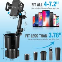 Cup Holder Phone Mount, 2 in 1 Cup Holder Expander for Car Long Arm with 360°Rotation Cup Holder Cell Phone Holder for Car Compatible with All Smartphones - Image 3