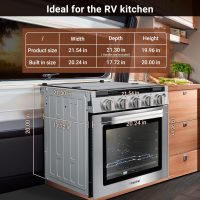 AMZCHEF RV Gas Range Stove 12V. Range Oven for RV Use with 3 Burners,Gas Oven, 28,100BTU, Open Flame Configuration, Knob work indicator, Heavy Duty Cast Iron Grates (Large 21 inch) - Image 7