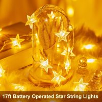 Minetom Star String Lights Battery Operated - 17 ft 50 LED Star Fairy String Lights with Timer, Waterproof for Indoor Bedroom Tent Loft Bed Patio Party Wedding Decor, Warm White - Image 6