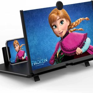 18" Screen Magnifier for Cell Phone – 3D HD Magnifing Screen Enlarger Projector for Movies Videos and Gaming – Foldable Phone Stand Holder with Screen Amplifier–Supports All Smartphones (Black-18inch)