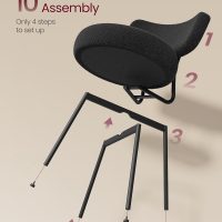 VASAGLE Boucle Dining Chairs Set of 2, Upholstered Kitchen Dining Room Chairs with Curved Backrest and Steel Frame, Modern Mid Century, Round, for Vanity, Living Room, Ink Black UKDC110B01 - Image 6