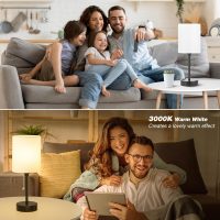 Small Bedside Table lamp for Bedroom - 3 Color Temperatures Bedside Lamps with USB C and A Ports, Pull Chain Table Lamps with AC Outlet, White Nightstand Lamps with Black Metal Base for Kids Reading - Image 5