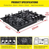 FORIMO Gas Cooktop 22Inch，Built in Gas Cooktop 4 Burners Stainless Steel Stove with NG/LPG Conversion Kit Thermocouple Protection and Easy to Clean - Image 2