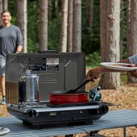 Coleman Tabletop 2-in-1 Grill & Stove with 2 Adjustable Burners, Propane Grill/Stove with Push-Button Starter, Wind Guards, Grease Tray, & 20,000 BTUs of Power for Camping, Tailgating, & More - Image 3