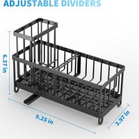 Cisily Black Sponge Holder for Kitchen Sink, Sink Caddy Organizer with High Brush Holder, Kitchen Countertop Organizers and Storage Essentials, Rustproof 304 Stainless Steel, Soap Dispenser Organize - Image 5