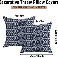 Dark Blue Print Throw Pillow Covers 18x18 Inch, Artistic Throw Pillows Square Cushion Covers, Seamless Pattern Decorative Pillows for Couch Sofa Living Room Bedroom, Housewarming Gifts - Image 3