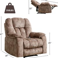Phoenix Home Manual Recliner Chair for Adults with Massage and Heat, Overstuffed Fabric Reclining Chair, Oversized Recliners with 2 Cup Holders and Side Pockets for Living Room, Bedroom, Brown - Image 2