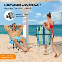 VINGLI Tall Beach Chair 2 Pack Lightweight, Backpack Beach Chair for Adults with 5-Position, Cooler Bag, Cup Holders, Towel Bar, Lightweight Folding Beach Camping Chairs （Blue/Green-16 - Image 5