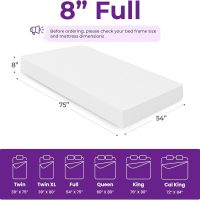 GAESTE 8 Inch Full Cooling Gel Memory Foam Mattress for Cool Sleep Medium Firm CertiPUR-US Certified Foam, Mattress in a Box Pressure Relief Removable Cover No Fiberglass (Full, 8 in) - Image 2