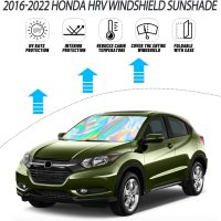 D-Lumina Windshield Sun Shade for Honda HR-V 2016 2017 2018 2019 2020 2021 2022 HRV Accessories, Iridescent Reflective Front Window Sunshade Sun Visor Block UV Rays, Foldable 2 Layers 300D Material - Image 2