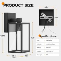 Outdoor Light Fixture Wall Mount, LED Exterior Lighting fixtures for Outside, Front Porch Lights, Waterproof Wall Sconce Lantern Lamp, Black Coach Lights for House, Patio, Garage, Doorway, Entryway - Image 5