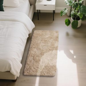 Fluffy Rug Shaggy Area Rug, Beige 2x4 Area Rugs for Bedroom, Small Bedside Rug, Soft Fluffy Shaggy Entryway Throw Rugs for Living Room Bedroom Kids Room Home Decor