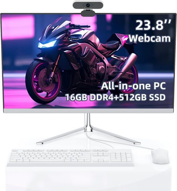 All in One Desktop Computer for Home Office,HD Webcam,Intel N5095 Processor,16GB RAM, 512GB SSD, Windows 11, WiFi 6, Bluetooth 5.2, Includes Wired Keyboard and Mouse Set