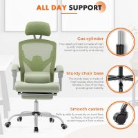Sweetcrispy Office Computer Desk Chair, Ergonomic High-Back Mesh Rolling Work Swivel Chairs with Wheels, Comfortable Lumbar Support, Comfy Arms for Home, Bedroom, Study, Student, Green - Image 7