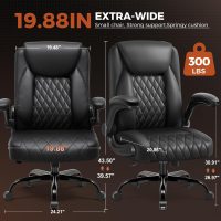 COMHOMA Leather Office Chair Ergonomic Computer Gaming Chair with Comfy Back Support, Executive Mid-Back,Small Gmaing Chair with Adjustable Armrests, for Short People Use, Rolling Swivel for Adults - Image 2